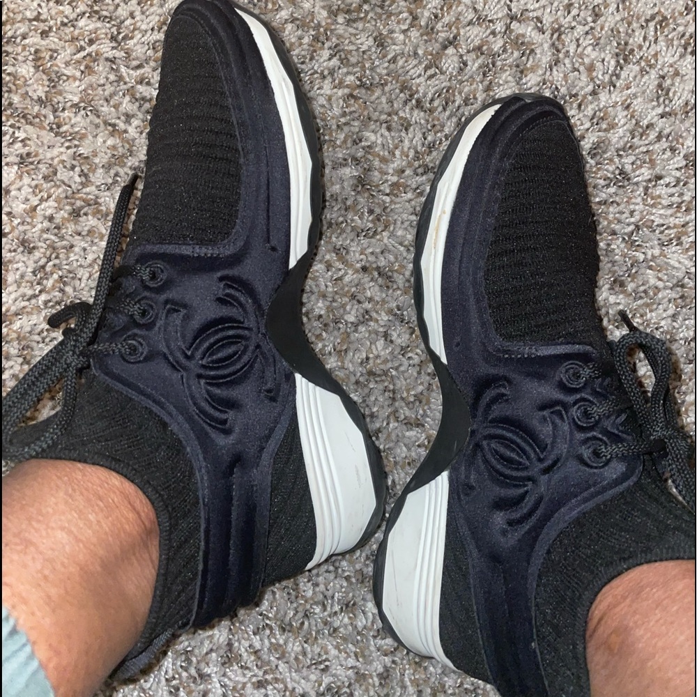 Chanel Black Stretch Fabric and Satin Sneakers - Picture 10 of 10